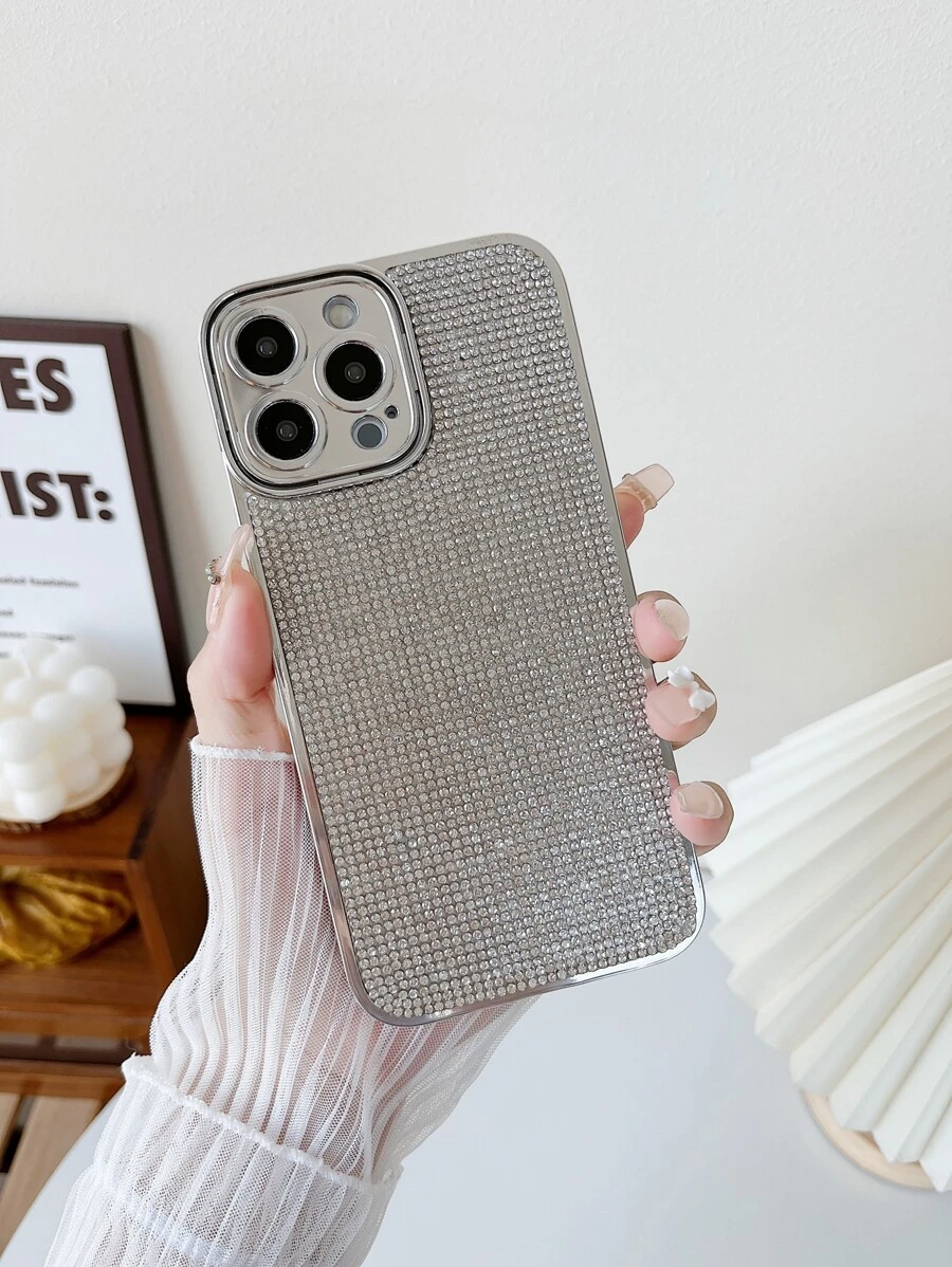 Rhinestone Decor Phone Case - Silver - View 1