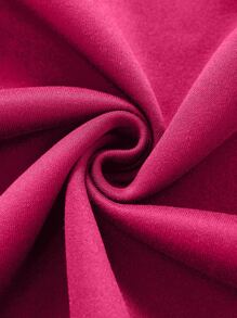 INAWLY 大码纯色拉链抽绳保暖内衬卫衣 - 玫紅色 - 查看 5