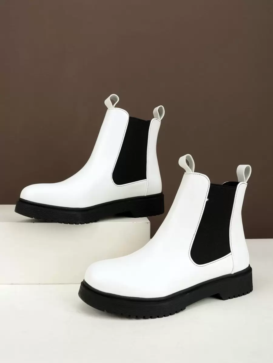 Women's Casual & Versatile Soft & Comfortable Pu Slip-on Fashion Boot - White - View 1