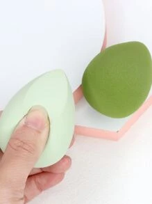 2 件裝化妝海綿,均勻塗抹粉狀和液體產品,適合初學者、學生和上班族,便攜旅行 - 彩色 - 查看 3