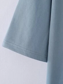 Claim Dot Camiseta Oversize De Hombro Caído Con Bordado Floral Para Hombres - Neblina azul - Ver 5