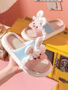 Zapatillas de peluche con diseño de conejo de dibujos animados - Rosa - Ver 1