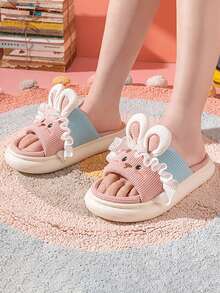 Zapatillas de peluche con diseño de conejo de dibujos animados - Rosa - Ver 2