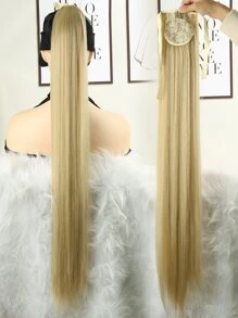 Long Straight Ponytail Synthetic Hair Extension - Apricot - View 1