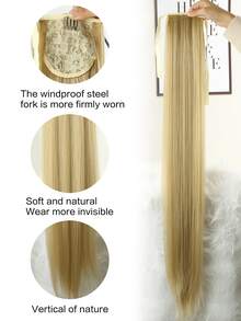 Long Straight Ponytail Synthetic Hair Extension - Apricot - View 3