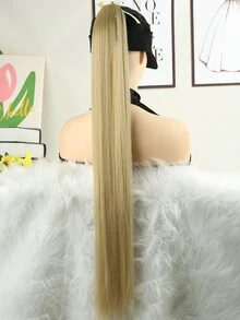Long Straight Ponytail Synthetic Hair Extension - Apricot - View 5