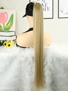 Long Straight Ponytail Synthetic Hair Extension - Apricot - View 6