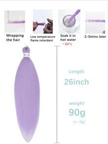 長款直筒合成纖維接髮 - 淡紫色 - 查看 6