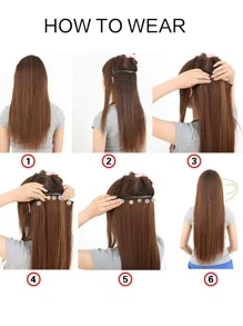 夾片長款直筒合成纖維接髮 - Light Brown - 查看 6