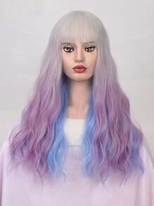 長款卷人造假髮帶劉海 - 彩色 - 查看 1