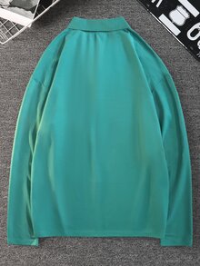 Manfinity Men Letter Graphic Polo Shirt - Green - View 2