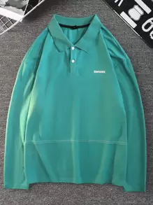 Manfinity Men Letter Graphic Polo Shirt - Green - View 1