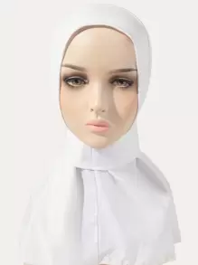 Awegeo 女士纯色发带式头巾内衬，带松紧带和搭扣 - 时尚套头式头饰，柔软舒适，休闲头巾帽，适合日常佩戴 - 白色 - 查看 3