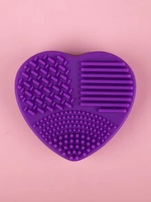 1入組心形化妝刷清潔地墊,化妝刷清潔片帶顏色移動海綿,二合一設計矽膠清潔盒適用於乾刷顏色開關和濕清潔 - 紫色 - 查看 4