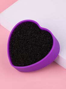 1入組心形化妝刷清潔地墊,化妝刷清潔片帶顏色移動海綿,二合一設計矽膠清潔盒適用於乾刷顏色開關和濕清潔 - 紫色 - 查看 5