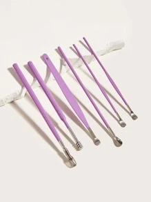 Innovative Spring Ear Wax Cleaner Tool Set, 6pcs Stainless Steel Ear Pick Set With Storage Box, Clean Ears Deeply Relieve Itching, Portable Ear Scoop Set, Ear Canal Cleaning Tool Set, Ear Picking Tool Set, Ear Cleaner Spoon Set, Gifts For Grandparents - Purple - View 3