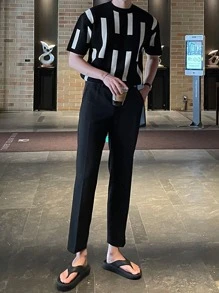 DAZY Men Geo Pattern Knit Top - Black - View 6