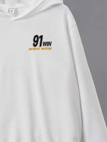 SHEIN 男孩汽車和標語圖案連帽衫