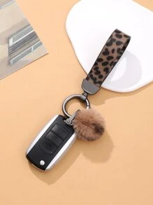 Móc khóa Pompom dễ thương kèm vòng đeo tay hình báo đốm Phụ kiện ô tô Túi đựng đồ trang trí trường học Goth Y2k - Nhiều màu - Xem 4