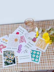 15 piezas Tarjeta postal con estampado de flor - Multicolor - Ver 2