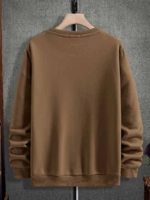 Manfinity Áo nỉ Nam Lá thư Giải trí - Cà phê nâu - Xem 2