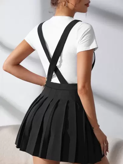 SHEIN EZwear Falda de tiras unicolor fruncido