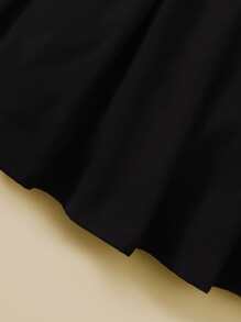 Girls Letter Patched Jacket & Skirt - Black - View 5