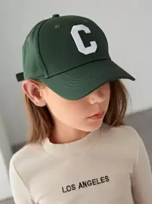 兒童字母圖案棒球帽 - 墨綠色 - 查看 1