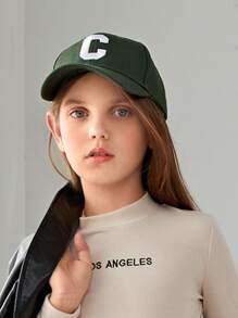 兒童字母圖案棒球帽 - 墨綠色 - 查看 8