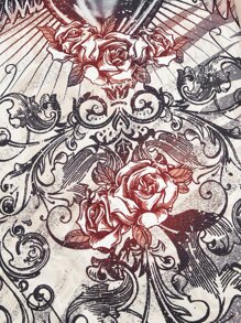 ROMWE PUNK 花卉圖案和愛心圖案魚尾半身裙