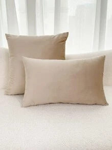 1pc Plain Velvet Pillowcase Or Lumbar Pillowcase, Suitable For Bedroom Living Room Sofa