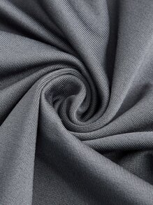 SHEIN ICON Two Piece Solid Asymmetrical Tube Top & Drawstring Side Skirt With One Sleeve - Dark Grey - View 3