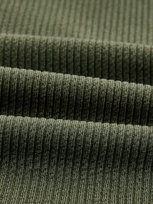 SHEIN ICON Áo hai dây Đắp vá Gân đan Hình học Giải trí - xanh quân đội - Xem 4