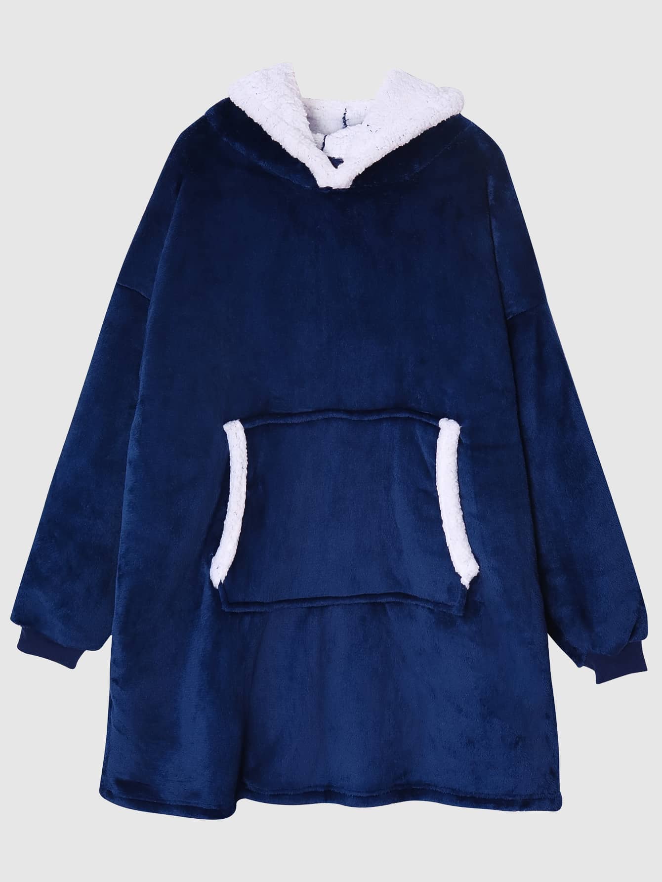 男孩袋鼠口袋毛絨內襯連帽絨布休閒服上裝