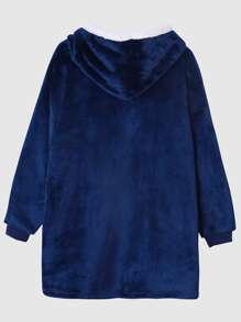 男孩袋鼠口袋毛絨內襯連帽絨布休閒服上裝