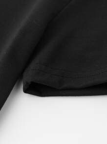 SHEIN 女孩1入組愛心和字母圖案T恤洋裝 - 黑色 - 查看 5