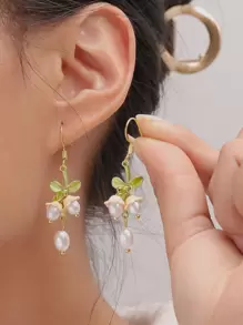 Pendientes largos con diseño de flor - Multicolor - Ver 1