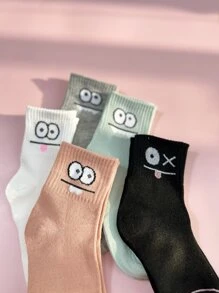 女孩5雙卡通圖案襪子