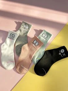 女孩5雙卡通圖案襪子