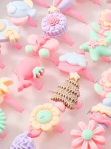 Chicas 50 piezas Anillo al azar flor & con adorno de corazón - Multicolor - Ver 4