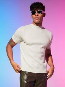 FeverCity Hombres Top de punto de cuello alto - Blanco - Ver 3