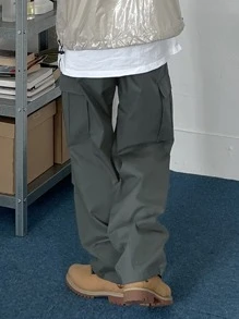 DAZY Men Flap Pocket Side Cargo Trousers - Grey - View 2