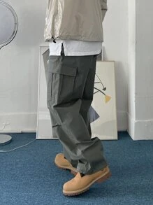 DAZY Men Flap Pocket Side Cargo Trousers - Grey - View 5