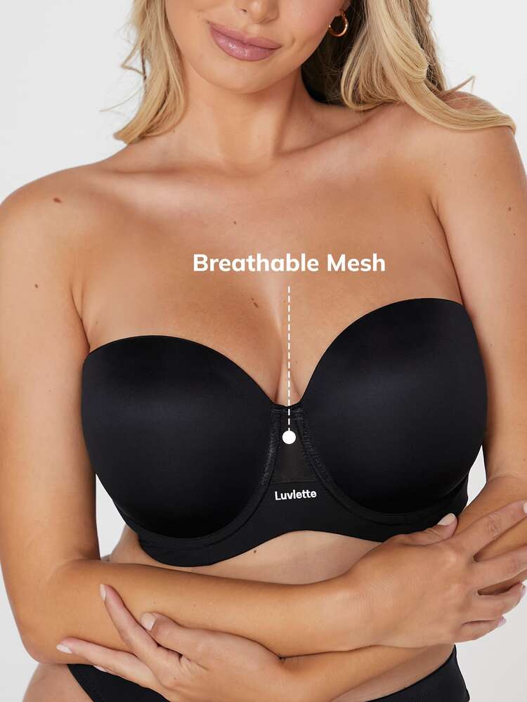 LUVLETTE Plus Dream Curve Support+ Strapless Push-Up Bra - Black - View 4