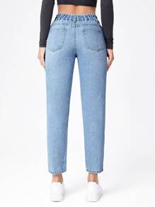 高腰緊身九分牛仔褲 - 淺色水洗藍 - 查看 2