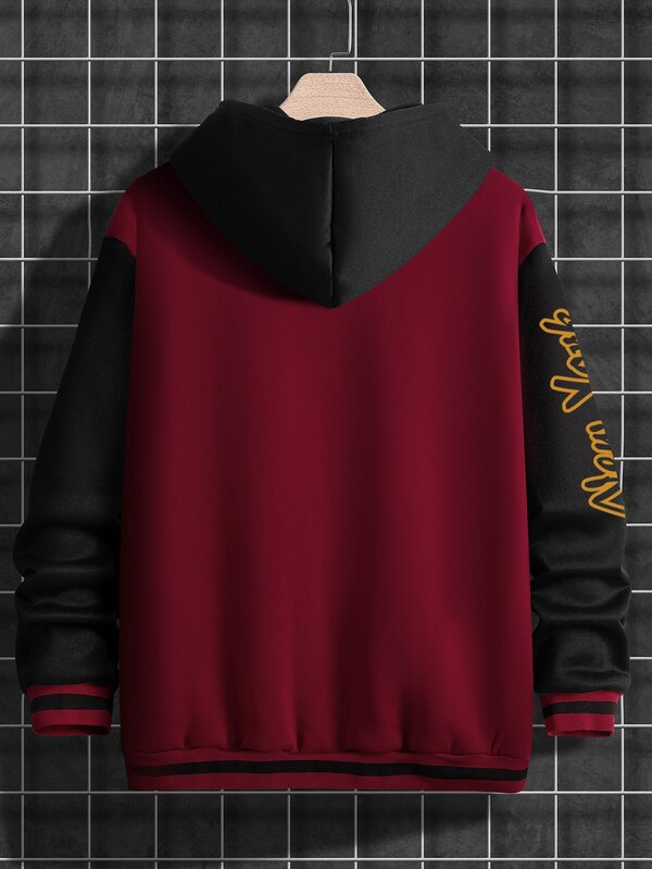 Manfinity Sporsity Men Letter Graphic Colorblock Drop Shoulder Jacket