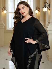 Modelyn Vestido con lentejuela en contraste bajo asimétrico - Negro - Ver 3