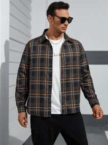 Manfinity Homme Men Plus Plaid Print Shirt Without Tee - Multicolor - View 4