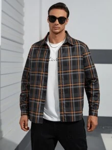 Manfinity Homme Men Plus Plaid Print Shirt Without Tee - Multicolor - View 6