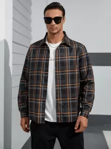 Manfinity Homme Men Plus Plaid Print Shirt Without Tee - Multicolor - View 7